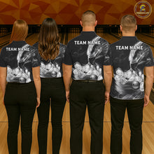 Load image into Gallery viewer, Black And White Custom Eagle Smoke Bowling Shirt For Women, Bowling Team Jersey Polo &amp; 1/4 Zip TDM6356