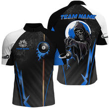 Load image into Gallery viewer, Funny Grim Reaper Ball 8 Fire Custom Men Billiard Shirts, Best 8 Ball Pool Jerseys |Blue TDM2035