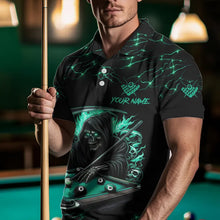 Load image into Gallery viewer, Turquoise Funny Grim Reaper 8 Ball Pool Men Billiard Shirts Custom Lightning Billiard Jerseys TDM2040