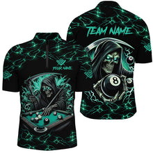 Load image into Gallery viewer, Turquoise Funny Grim Reaper 8 Ball Pool Men Billiard Shirts Custom Lightning Billiard Jerseys TDM2040