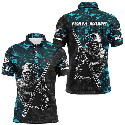 Personalized Cyan Abstract Grim Reaper Men Billiard Shirts, Halloween  Billiard Jerseys TDM2760