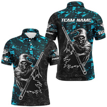 Load image into Gallery viewer, Personalized Cyan Abstract Grim Reaper Men Billiard Shirts, Halloween  Billiard Jerseys TDM2760