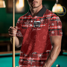 Load image into Gallery viewer, Funny Santa 8 Ball Pool Men's Billiard Shirt Custom Red Plaid Snowflake Christmas Billiard Jersey TDM5223