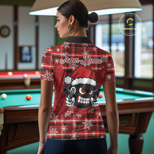 Load image into Gallery viewer, Funny Santa 8 Ball Pool Women's Billiard Shirt Custom Red Plaid Snowflake Christmas Billiard Jersey TDM5223
