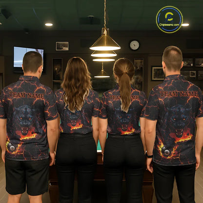 Orange 8 Ball Panther Fire Billiard Shirt For Women Custom Pool Team Shirt, Billiard League Jersey TDM5483