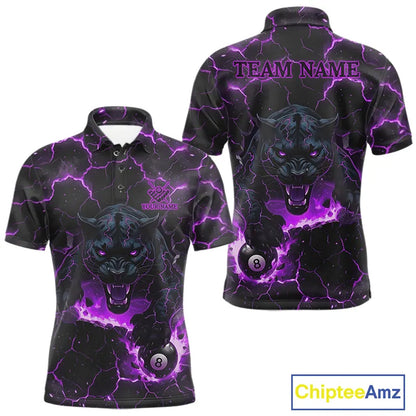 Purple 8 Ball Panther Fire Billiard Shirt For Men Custom Pool Team Shirt, Billiard League Jersey TDM5485