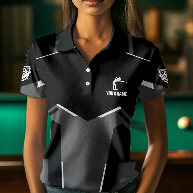 Billiard Jerseys For Women Custom Polo & Quarter-Zip Billiard Shirts, Team Pooler Short Sleeve |White TDM3742