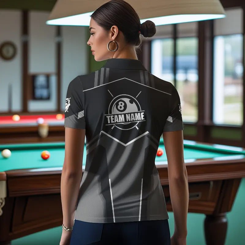 Billiard Jerseys For Women Custom Polo & Quarter-Zip Billiard Shirts, Team Pooler Short Sleeve |White TDM3742