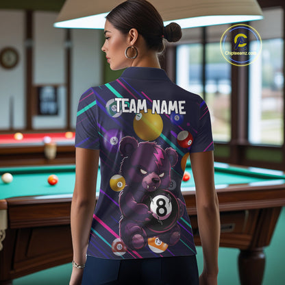 Personalized Funny Bear 8 Ball Billiard Shirt For Women Custom Billiard Jersey, Pool Team Shirts TDM5234