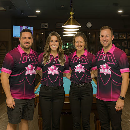 Personalized Black And Pink 8 Ball Pool Valentine Billiard Shirt For Women Custom Billiard Gifts TDM5747