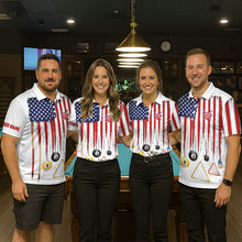 Load image into Gallery viewer, American Flag Billiard Shirt For Women Custom Patriotic Pool Team Jersey Polo &amp; 1/4 Zip |White TDM5753