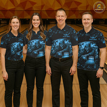 Load image into Gallery viewer, Custom Blue Grim Reaper Lightning Bowling Shirt For Men, Skull Bowling Jersey Team Polo &amp; 1/4 Zip TDM5953