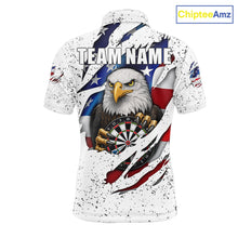 Load image into Gallery viewer, Custom Eagle Darts Jersey For Men, Grunge American Flag Patriotic Darts Team Shirt Polo &amp; 1/4 Zip TDM5959