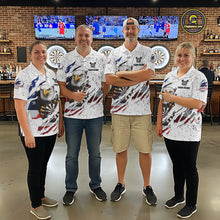 Load image into Gallery viewer, Custom Eagle Darts Jersey For Women, Grunge American Flag Patriotic Darts Team Shirt Polo &amp; 1/4 Zip TDM5959