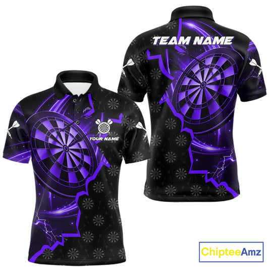 Purple Dartboard Ligthning Darts Shirt For Men Custom Darts Jersey Team Polo & Quarter Zip TDM6111