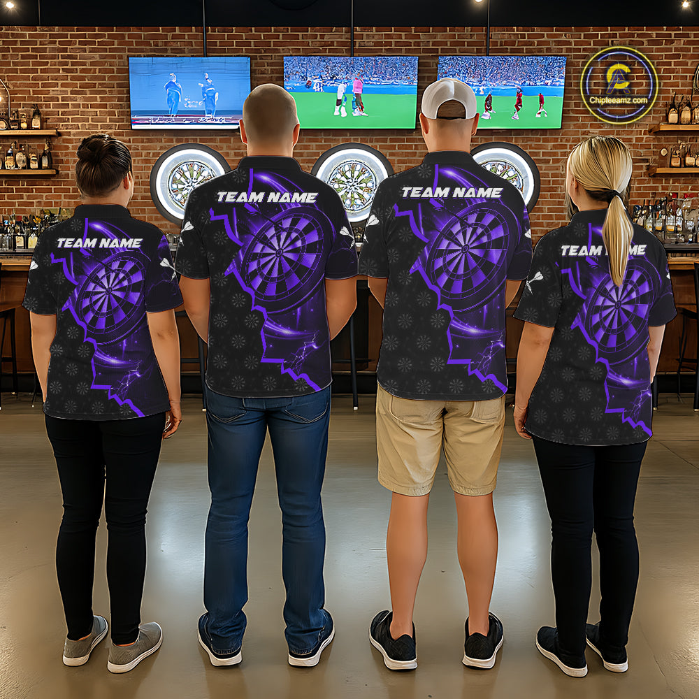 Purple Dartboard Ligthning Darts Shirt For Women Custom Darts Jersey Team Polo & Quarter Zip TDM6111