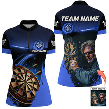 Load image into Gallery viewer, Personalized 3D All Over Print Blue Darts Jerseys For Women Custom Photo Darts Player Shirts TDM2271
