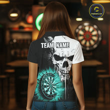 Load image into Gallery viewer, Personalized Grunge Skull Crack Wall Women Dart Shirts Custom Darts League Team Jerseys |Turquoise TDM2784