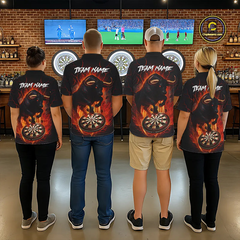 Personalized Bull Fire Darts Shirt For Men Custom Darts Jersey Team Polo & 1/4 Zip | Orange TDM5506