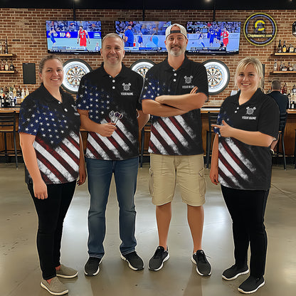 Patriotic American Flag Eagle Darts Shirt For Women Custom Darts Jersey Team Polo & 1/4 Zip TDM5759
