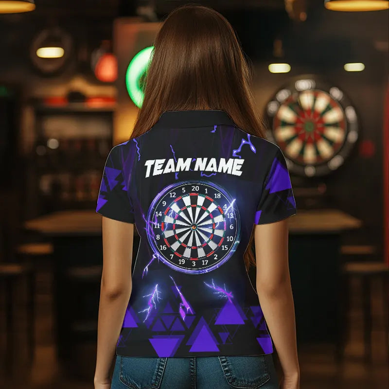 Blue Darts Arrow Thunder Lightning Dart Shirts For Women Custom Dart Team Jerseys Polo & 1/4 Zip TDM3765