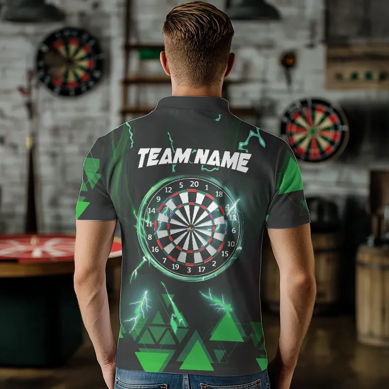 Green Darts Arrow Thunder Lightning Dart Shirts For Men Custom Dart Team Jerseys Polo & 1/4 Zip TDM3766