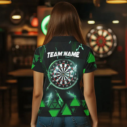 Green Darts Arrow Thunder Lightning Dart Shirts For Women Custom Dart Team Jerseys Polo & 1/4 Zip TDM3766