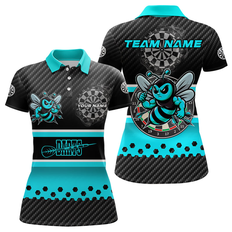 Black And Cyan Darts Bee Custom Name Darts Shirts For Women, Funny Darts Apparel, Best Darts Gifts TDM3264
