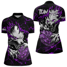 Load image into Gallery viewer, Personalized Wolf Lightning Darts Polo &amp; Quarter Zip Custom Dart Shirts For Women Darts Jersey |Purple TDM3611