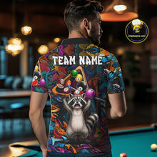 Load image into Gallery viewer, Colorful Billiard Jersey Custom Funny Raccoon Graffiti Billiard Polo &amp; Quarter Zip Shirts For Men TDM6565