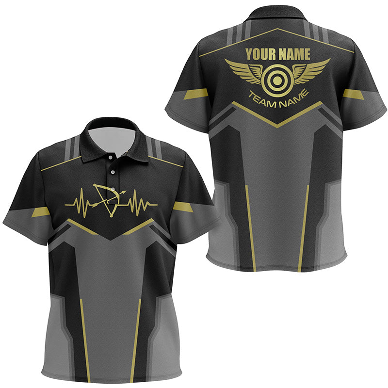 Personalized Funny Archery Heartbeat Polo Shirts For Kid Custom Name Archery Jersey | Yellow TDM0616