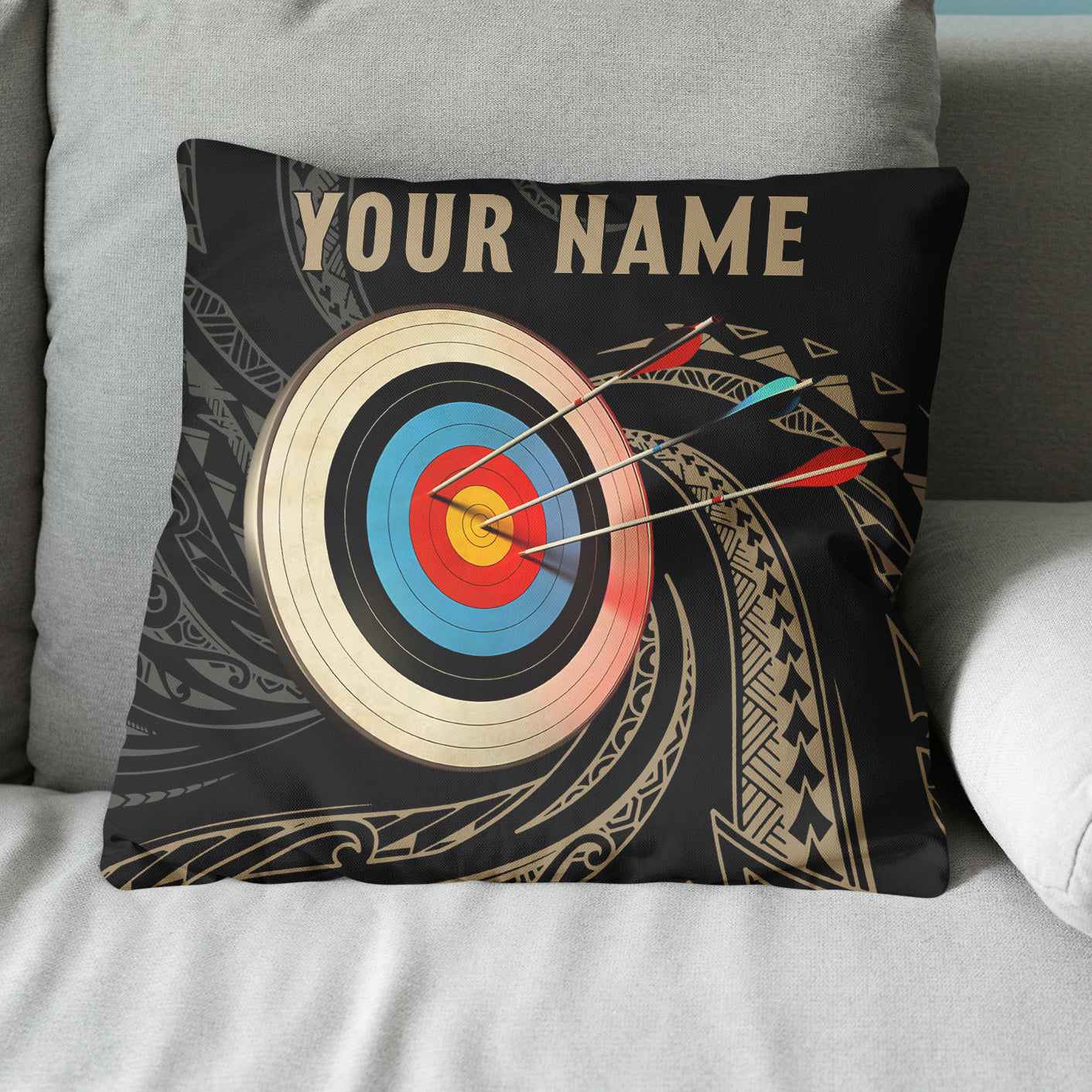 Personalized Archery 3d Target Tribal Pattern Pillow, Best Pillows Gifts TDM0785