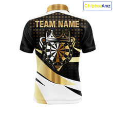 Load image into Gallery viewer, Black And Gold Dartboard Crown Darts Shirt For Men Custom Darts Jersey Team Polo &amp; Quarter Zip TDM6375