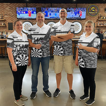 Load image into Gallery viewer, Custom Black And White Grunge Darts Shirt For Men, Darts Team Jersey Polo &amp; 1/4 Zip TDM6143