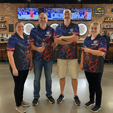 Load image into Gallery viewer, Blue And Red Thunder Lightning Dragon Darts Shirt For Men Custom Darts Team Jersey Polo &amp; 1/4 Zip TDM6577