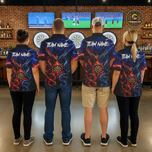 Load image into Gallery viewer, Blue And Red Thunder Lightning Dragon Darts Shirt For Men Custom Darts Team Jersey Polo &amp; 1/4 Zip TDM6577