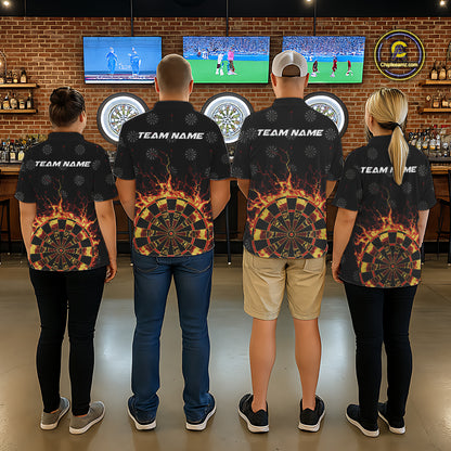 Personalized Flame Darts Polo & Quarter Zip Custom Darts Shirt For Men, Darts Team Jersey TDM5536