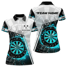 Load image into Gallery viewer, Personalized Turquoise Break Glass Dartboard Fire Polo, 1/4 Zip Custom Women Dart Shirts Dart Jersey TDM3775