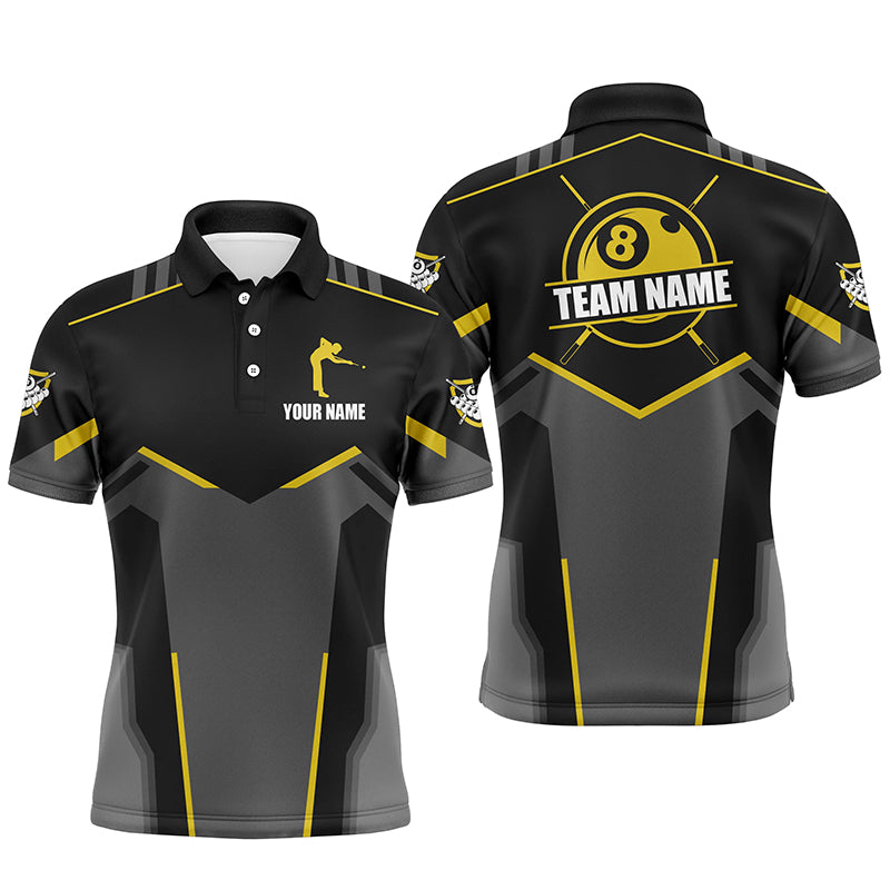 Billiard Jerseys For Men Custom Polo & Quarter-Zip Billiard Shirts, Team Pooler Short Sleeve |Yellow TDM2322