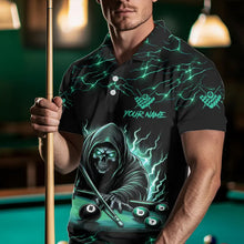 Load image into Gallery viewer, Turquoise Funny Grim Reaper Roses 8 Ball Pool Men Billiard Shirts Custom Thunder Billiard Jersey TDM3630