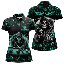 Load image into Gallery viewer, Turquoise Funny Grim Reaper Roses 8 Ball Pool Women Billiard Shirts Custom Thunder Billiard Jersey TDM3630