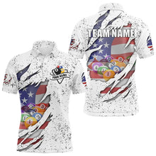 Load image into Gallery viewer, Personalized Grunge White American Flag Billiard Shirts For Men Custom 8 Ball Pool Billiard Jersey TDM3635