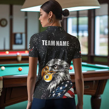 Load image into Gallery viewer, Black Grunge Eagle American Flag Custom 9 Ball Pool Women's Billiard Shirts, Billiard Team Jerseys TDM3779