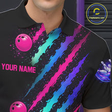 Load image into Gallery viewer, Custom Neon Bowling Shirt For Men, Funny Strike Bowling Team Jersey Polo &amp; Quarter Zip Shirts TDM6169