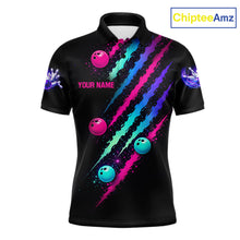 Load image into Gallery viewer, Custom Neon Bowling Shirt For Men, Funny Strike Bowling Team Jersey Polo &amp; Quarter Zip Shirts TDM6169