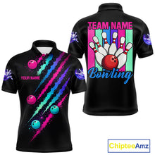 Load image into Gallery viewer, Custom Neon Bowling Shirt For Men, Funny Strike Bowling Team Jersey Polo &amp; Quarter Zip Shirts TDM6169