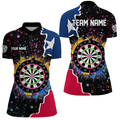 Grunge Colorful Darts Board Texas Flag Darts Shirts For Women Custom Patriotic Darts Team Jerseys TDM1683