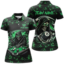 Load image into Gallery viewer, Green Funny Grim Reaper 8 Ball Pool Women Billiard Shirts Custom Name Lightning Billiard Jerseys TDM2827