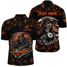 Load image into Gallery viewer, Orange Funny Grim Reaper 8 Ball Pool Men Billiard Shirts Custom Name Lightning Billiard Jerseys TDM2828