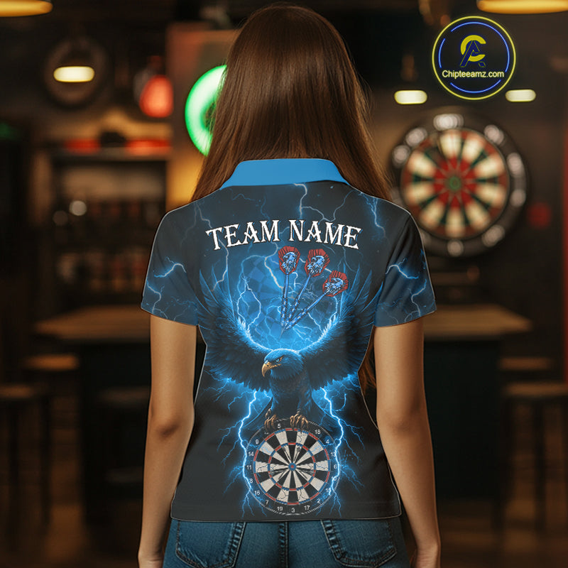 Blue Hawkeye Thunder Lightning Darts Shirt For Women Custom Darts Jersey Team Polo & 1/4 Zip TDM5302